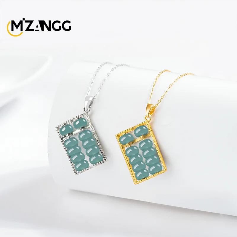 Natural Jadeite Blue Water Fortune Abacus Pendant Fashion Luxury Jade Necklace for Men and Women Holiday Gift