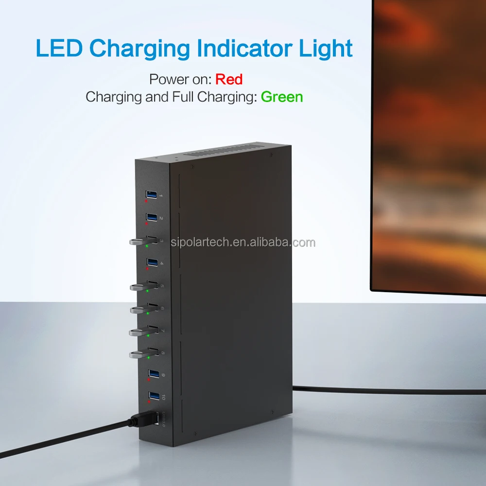 Sipolar SH3-10 مراقبة عن بعد وتحكم عالي السرعة 1 متر USB 3.0 10 منافذ تحكم ذكي USB HUB #6