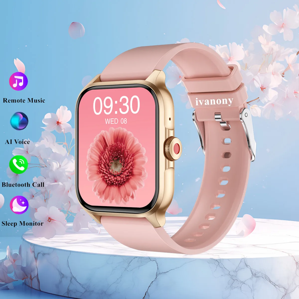 

Fashion Women Smartwatch Bluetooth Call Message Reminder Women's Bracelet Voice Assistant Sports IP68 Smartwatch for Ladies