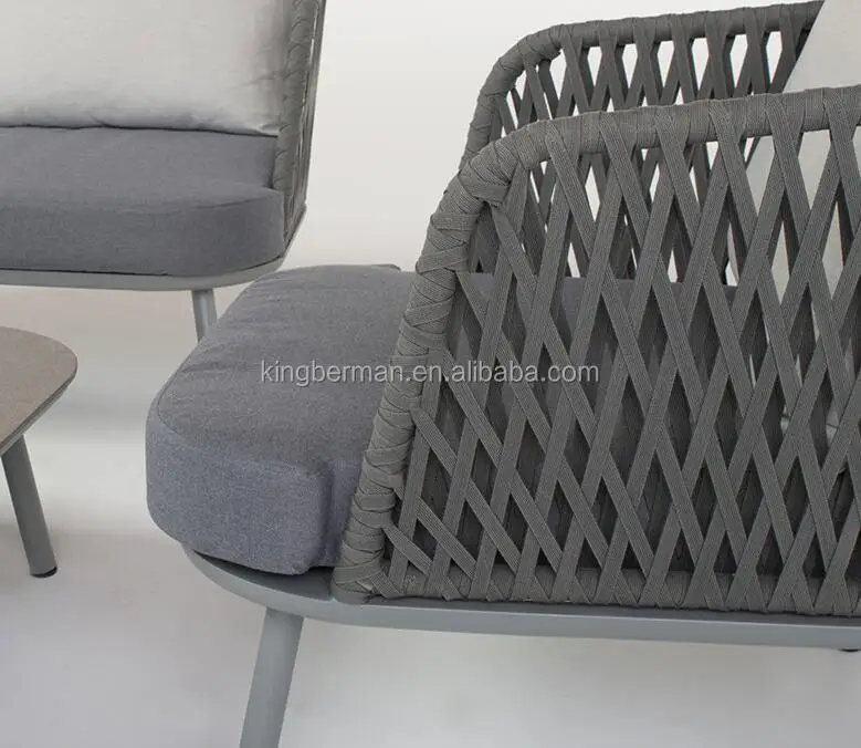 مجموعة حديقة أوروبية كلاسيكية فاخرة، أريكة خارجية أنيقة على شكل حبل، مجموعة أنيقة من أثاث الحدائق للفنادق #3