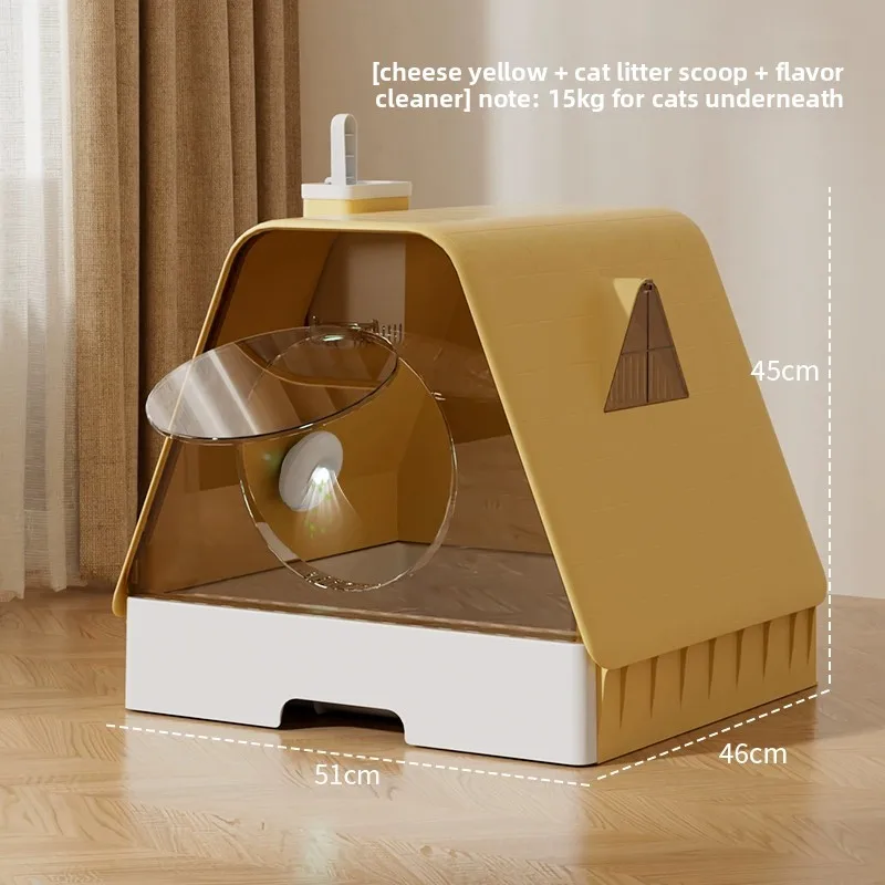 

Oversized Enclosed Cat Litter Box with Drawer Splash Guard Odor Control for Kittens Maine Coon