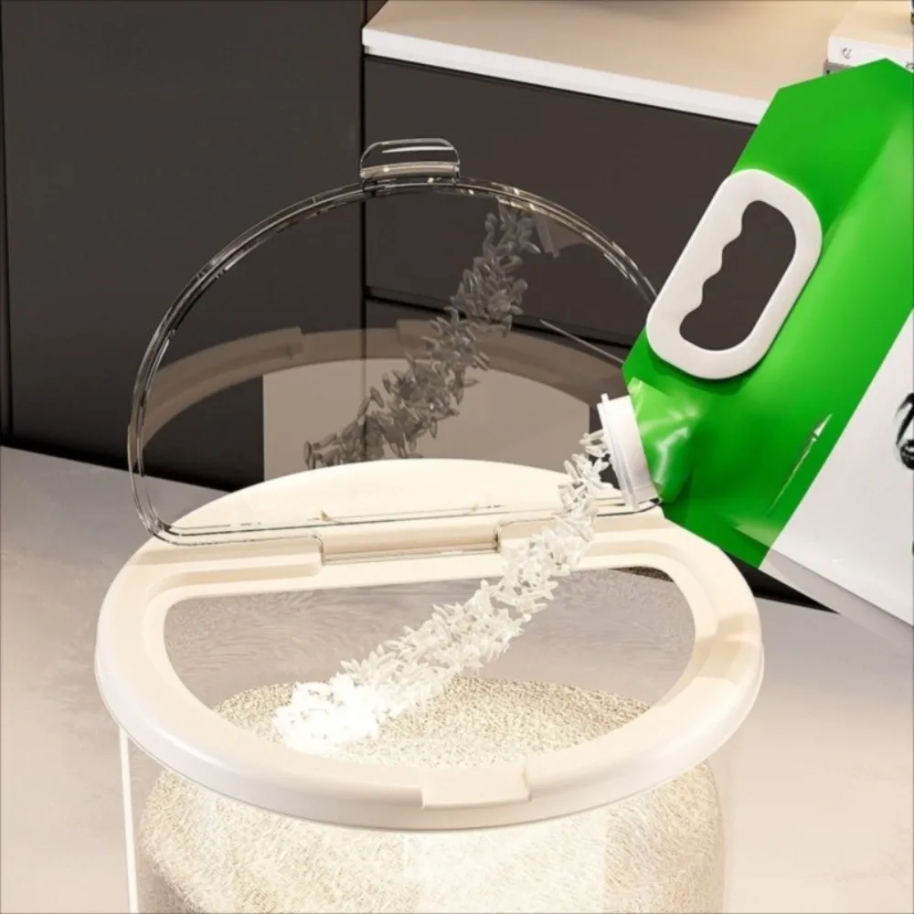 Round Shape Rice Storage Container Insect-proof Moisture Proof Dry Food Dispenser 5/10KG Sealed Storage Container Grains