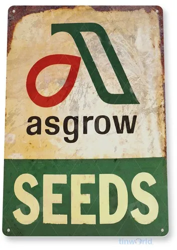 TIN SIGN Asgrow Seeds Metal Garden Kitchen Farm Cottage Shop Store A845