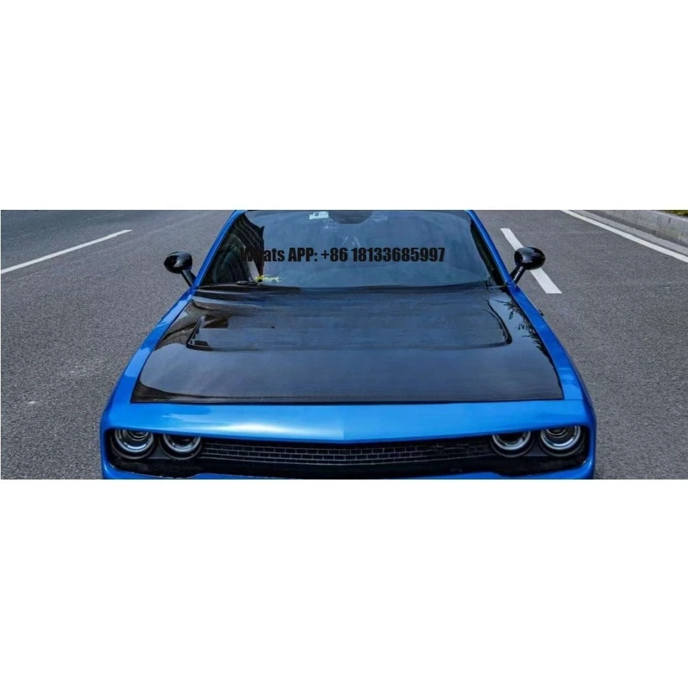 

C Style Carbon Fiber Front Hood Bonnet With Glass Fit for Dodge Challenger 2008- Engine Cover High Quality