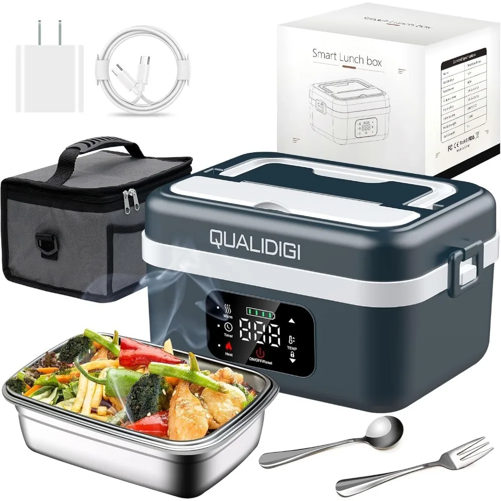 

Cordless Electric Lunch Box for Adults, Rechargeable 16000mAh Battery Powered, 60W Self Heating Lunch Box with Smart Reservation