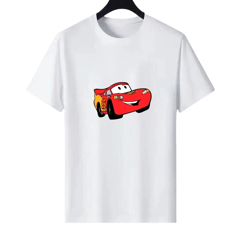 

Disney Cars Print Pattern Woman Summer Parent-Child Clothing Tops Ladies Cheap Cartoon Short Sleeves T-Shirt Y2k Men Sweatshirts