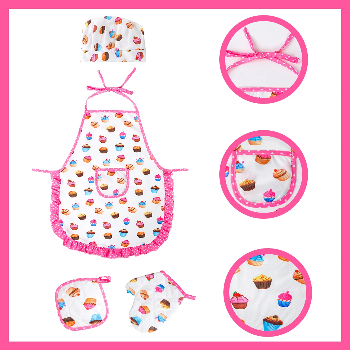 Cooking Apron Gloves Hat Set  Happy 1st Birthday Party Decorations Adults Favors Gifts Baking Cake Set Baby Shower Girl Supplies