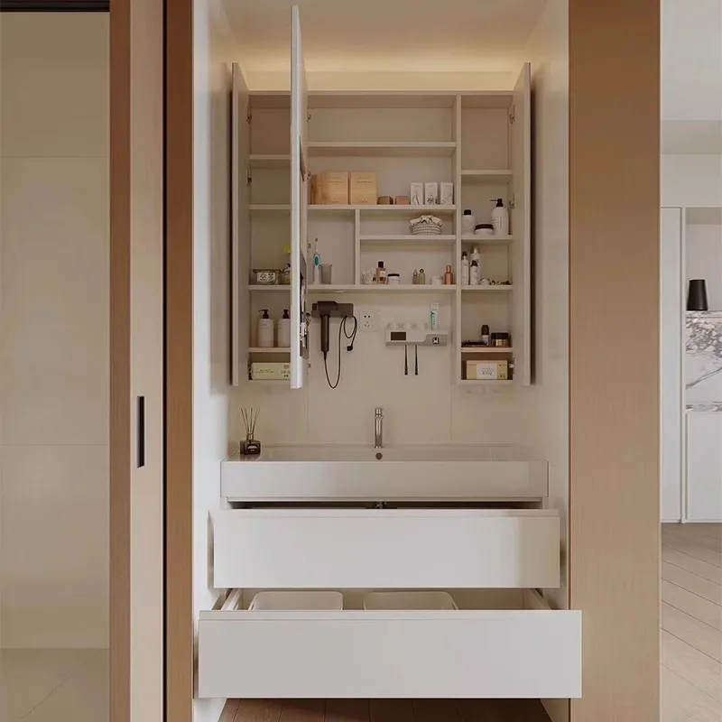 Bathroom Through-top Mirror Smart Mirror Box Bathroom Mirror Integrated Wall-mounted with Storage