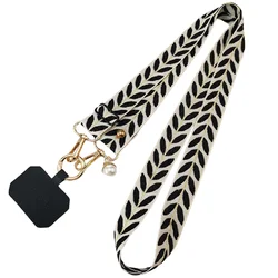 Adjustable Long Mobile Phone Lanyard Crossbody Card Neck Cord Clip Hang Lanyard Pearl Hanging Ornaments Charm Anti-lost Lanyard