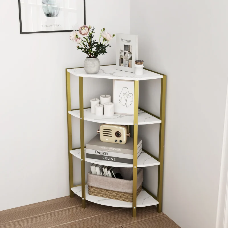 

4-tier Corner Open Shelf Bookcase Freestanding Shelving Unit Plant Stand Small Bookshelf For Living Room Home Office Small Space