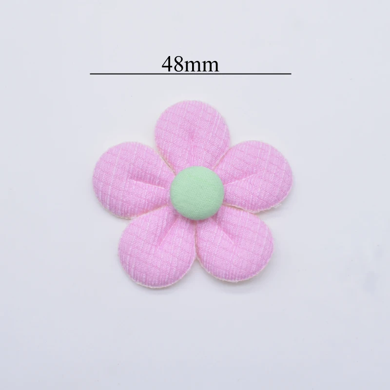 20Pcs 48mm Flower Embellishment with Button for Clothes Hat Patch Fabric Sewing Craft Headwear Hair Clips Decor Accessories