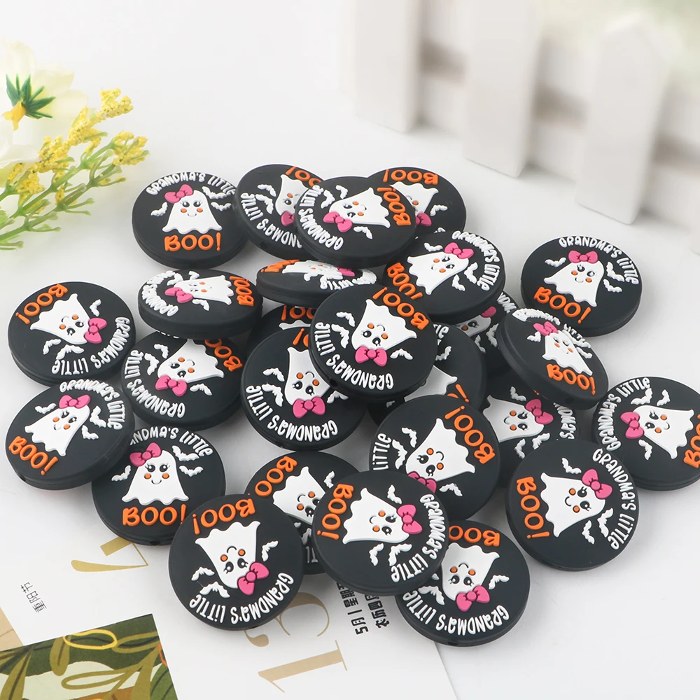 5-10pcs/Lot Ghost Series Halloween Pumpkin Ghost Silicone Focus Bead DIY Accessories For Jewelry Making Beaded Pen