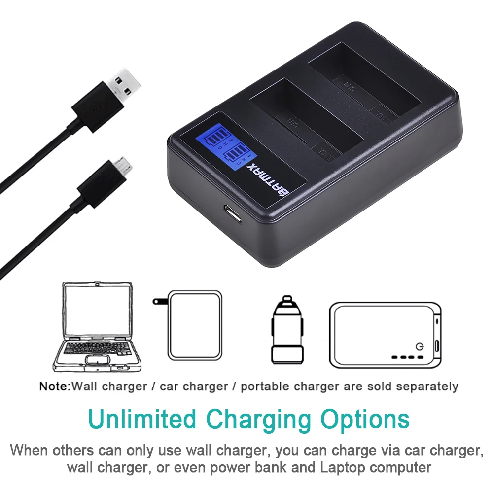 Batterie 2x EN-EL14 EN-EL14a ENEL14 EN EL14 EL14a avec écran LCD, double chargeur USB pour Nikon D3100 D3200 D3300 D5100 D5200 D5300 P7000