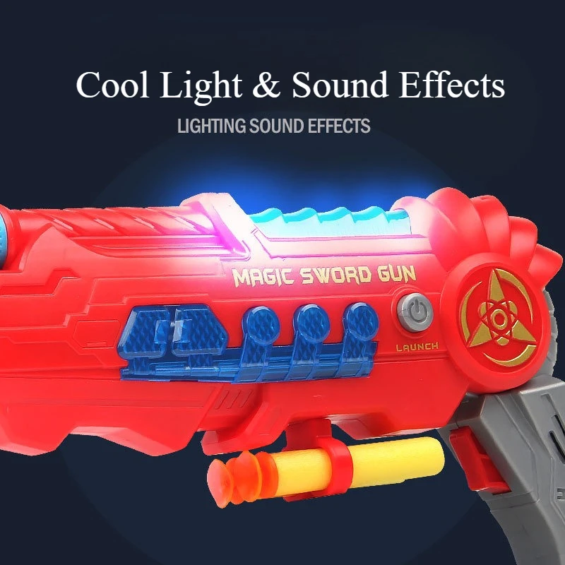 Deformable Soft Dart ของเล่นปืนแสงเสียงดูดถ้วยโฟมลูกดอก Blaster ของเล่นเด็กในร่มยิงของเล่น 5 กระสุน 1 เป้าหมาย