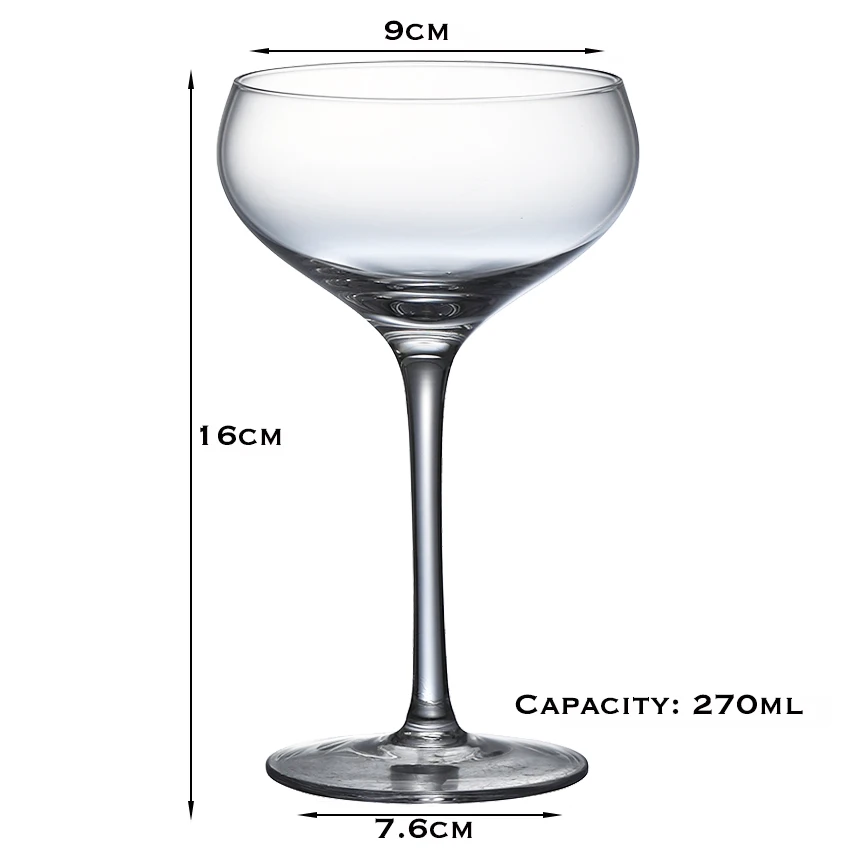 4PCS 270ml Coupe Glasses Cocktail Martini Glass Set Of 4