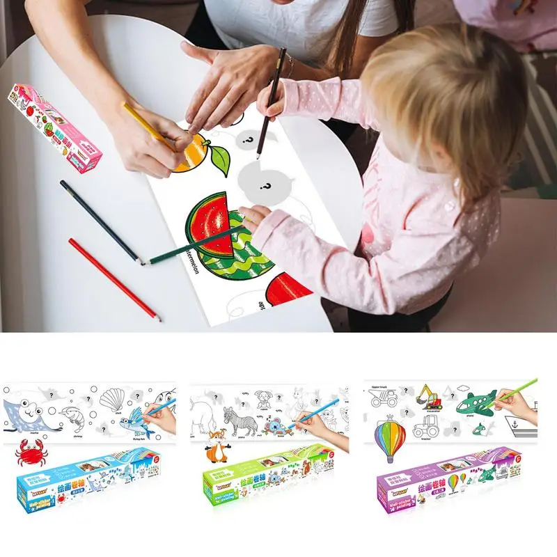 DIY Color Filling Paper Drawing Paper Roll For Kids DIY Handmade Painting Drawing Early Educational Toys Gifts For Boys Girls