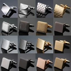 High end men's French shirt cufflinks Classic Square laser lattice wire drawing cuffs buttons business suit accessories jewelry