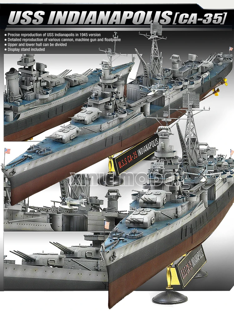 Academy 14107 Kit modello in scala 1/350 USS Indianapolis Heavy Cruiser CA-35