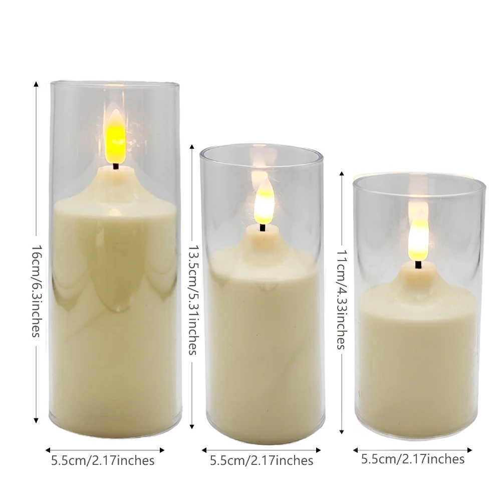 3pcs/ Set LED Flameless Flickering Candles, LED Pillar Candles Lights Battery Operated Plastic Candles Lamp Electric Candles - view 6