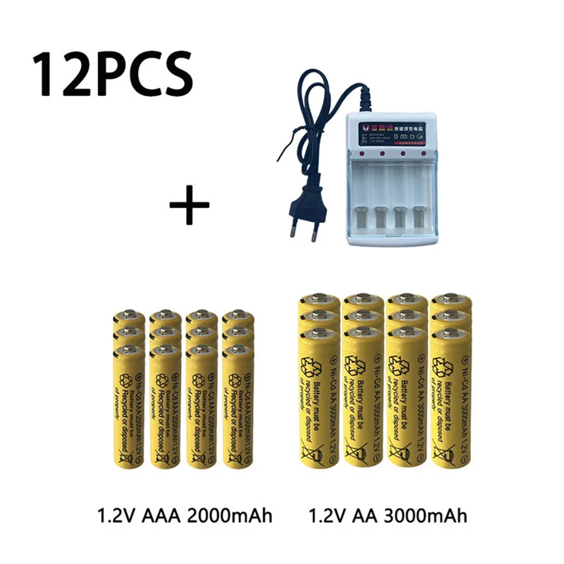 Original 1.2V AA3.0Ah+AAA2.0Ah Rechargeable battery AAA NI-CD 1.2 V battery for Clocks mice computers toys so on