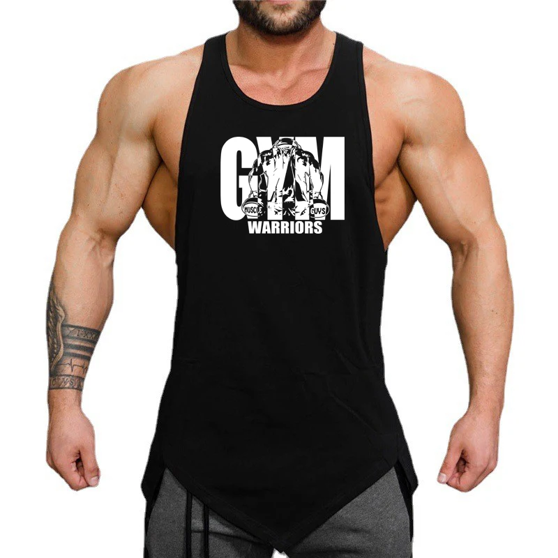 Mens Casual Sport Workout Tank Tops Gym Bodybuilding Fitness Muscle Singlets Summer Sleeveless Loose Cotton Breathable T-Shirts