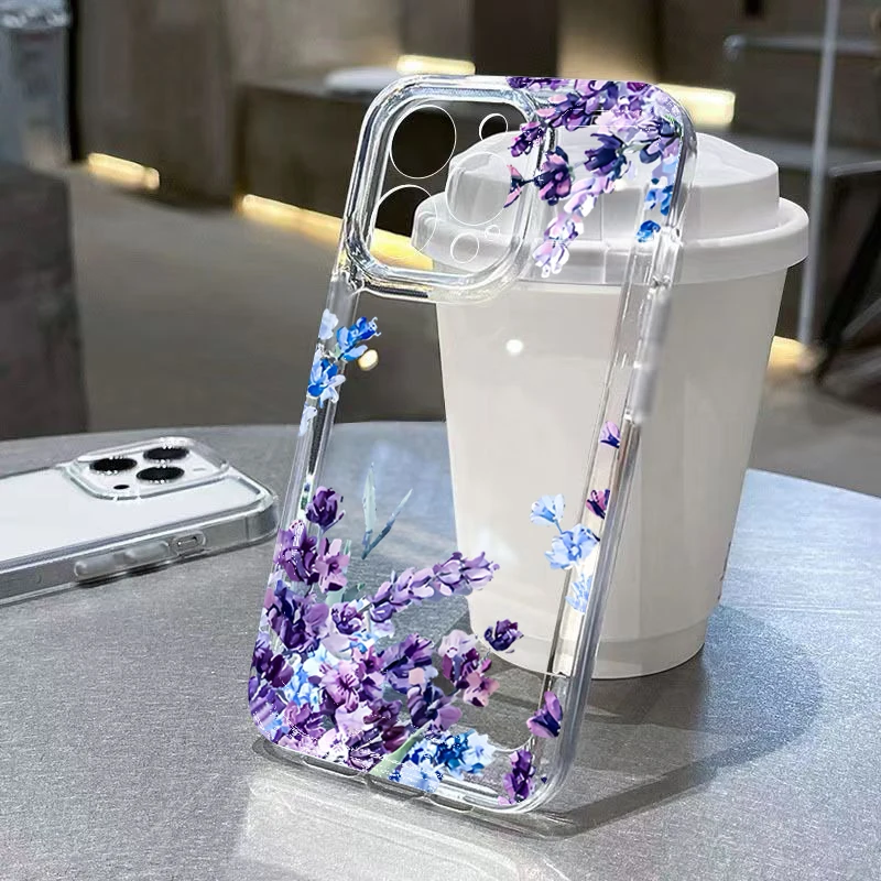 For Xiaomi Redmi Note 15 14 Pro Plus 5G 13 12S 12 11 10 Case Purple Flower Phone Cover For Redmi 13 12 14C 13C 12C 4G Soft Funda