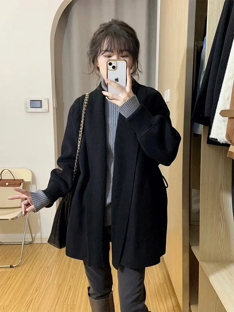 

Удлиненные кардиганы женские зимние с высоким воротником, вязаные, оверсайз, повседневные, с эффектом шерсти, из мохера, в горошек, с эффектом потертости, в стиле Y2K