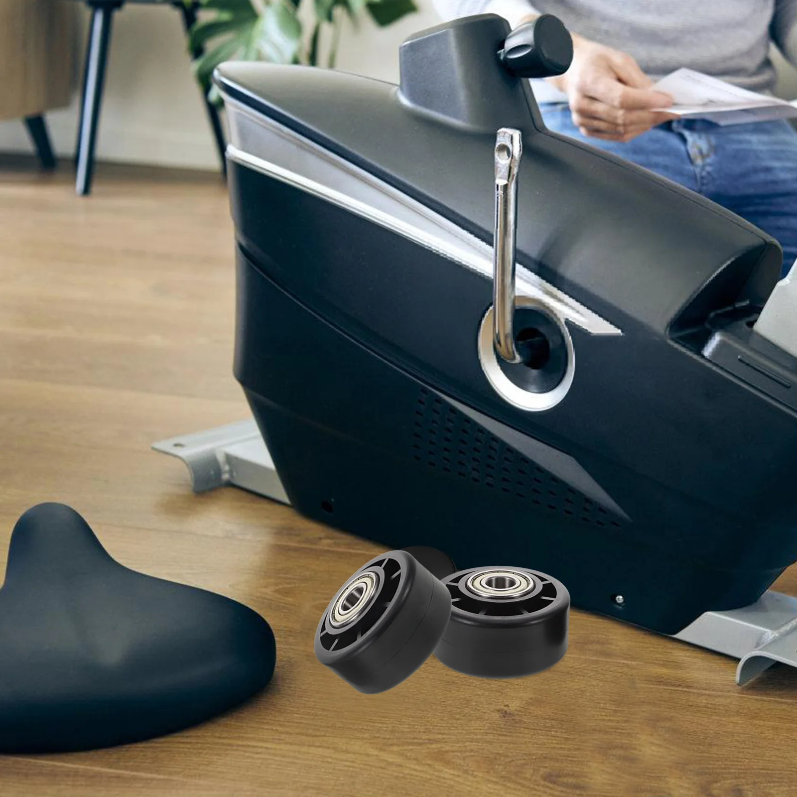 

2 Pcs Gym Equipment Fitness Universal Wheel Parts Caster Wheels Heavy Duty Pulley Black Exercise Bike Bearing