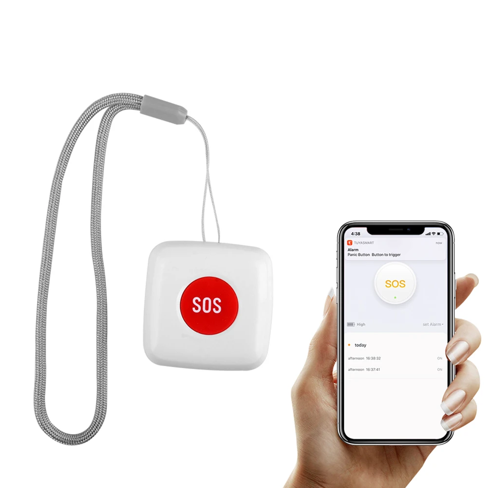 Wireless SOS Emergency Button Remote Call Button Pager Fall Alarm for Patient Elderly (White)