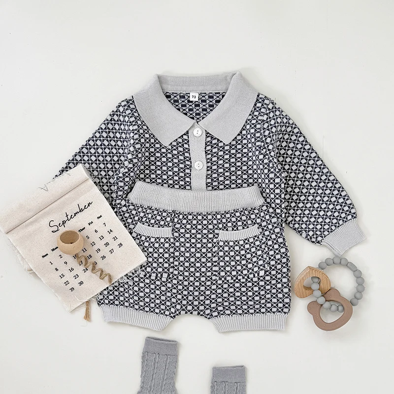 2026 ربيع جديد 0-3 سنوات طفل رضيع الفتيان فتاة الملابس مجموعة طويلة الأكمام بلوفر مغزول سترة + السراويل ملابس الأطفال دعوى #5