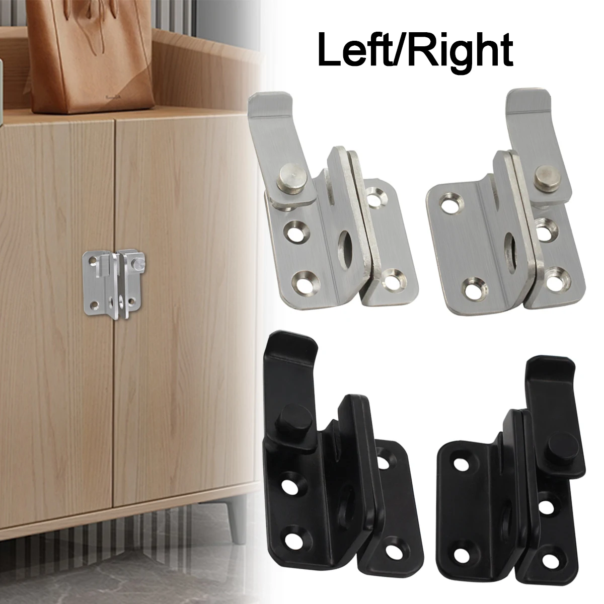 

Left & Right Stainless Steel Bolt Door Bolt Latch Wardrobe Drawer Sliding Door Latch Lock Buckle Anti-theft Hasp Home Hardware