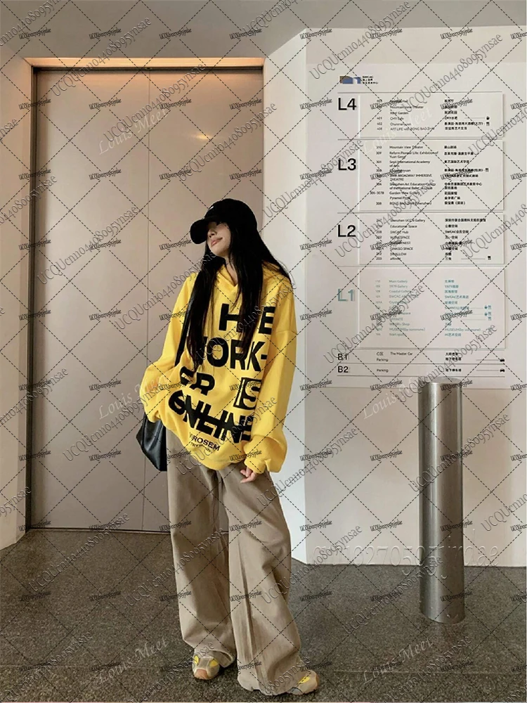 Sweat-shirt à capuche avec Slogan rétro américain pour femme, surdimensionné, ample, de rue, gothique, automne et hiver