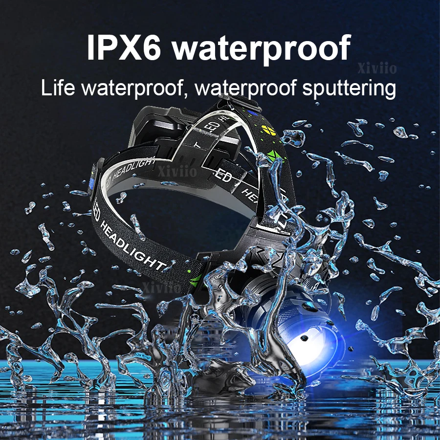 قوية LED رئيس مصباح السوبر مشرق USB قابلة للشحن رئيس ضوء 5 طرق الصيد رئيس الشعلة في الهواء الطلق كشافات للتخييم الصيد
