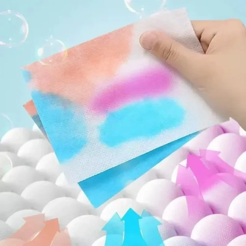 50PCS White Laundry Tablets Clear Odor Color Keeping Color Absorbing Film Anti-String Mixing Wash Color Catcher Sheets Household