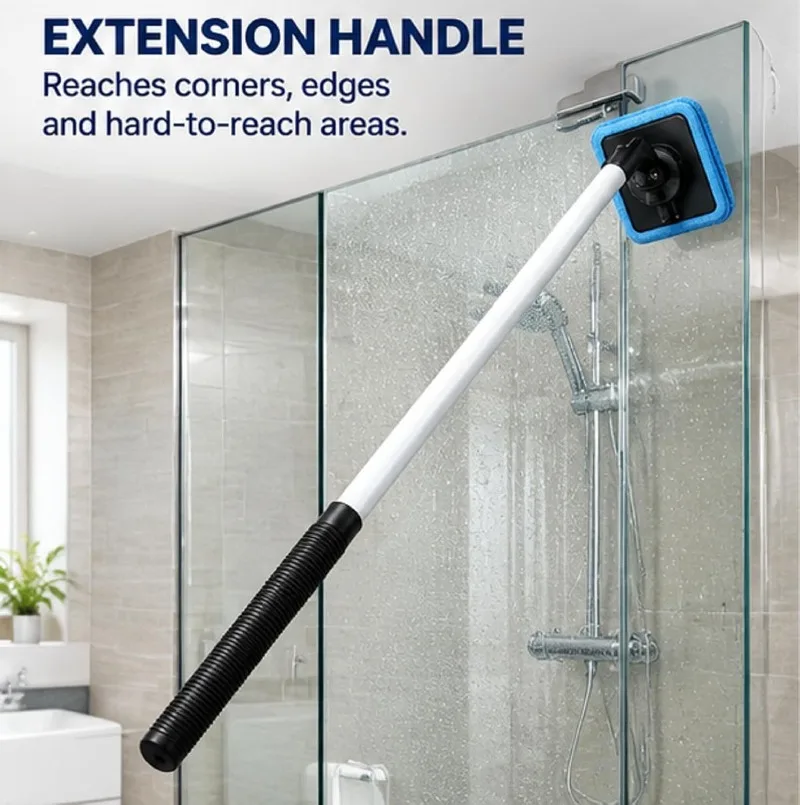 Car Window Cleaner Brush Windshield Cleaner Microfiber Cloth Cleaning Tool with Handle Interior Exterior Auto Glass Wiper