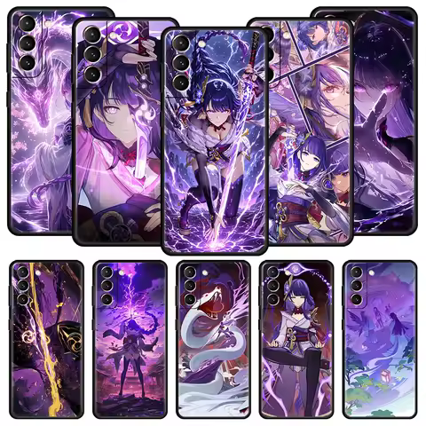 Raiden Shogun Genshin Impact Phone Case For Samsung Galaxy S25 Edge S24 S23 S22 S20 Ultra S21 FE 5G S10 Plus Soft TPU Cover