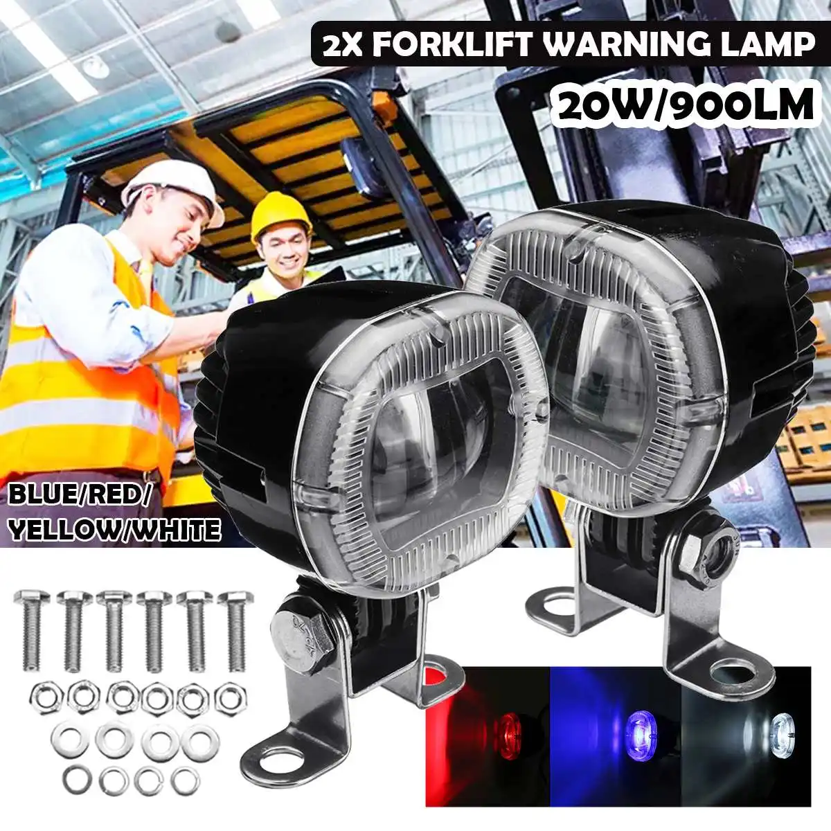 Pair LED Forklift Trailer Warning Lights 20W 180° Adjustable Safety Work Spot Signal Light Universal Inspection Clearance Lamp