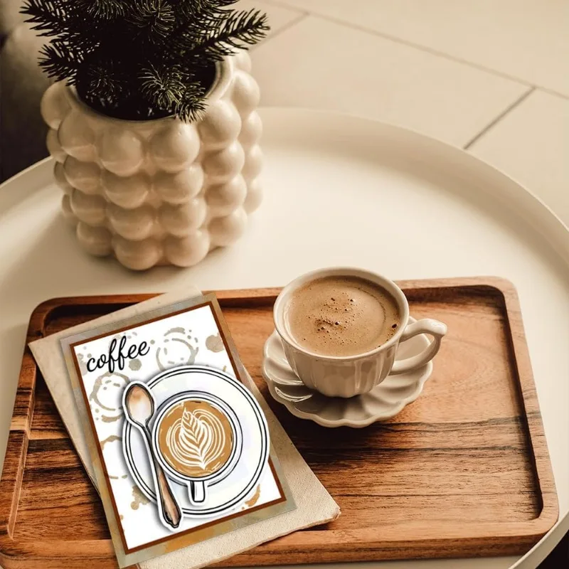 1Sheet Coffee Clear Silicone Stamps for DIY Card Making Coffee Cup Silicone Transparent Seal Coffee Bean Spoon Decorative Clear