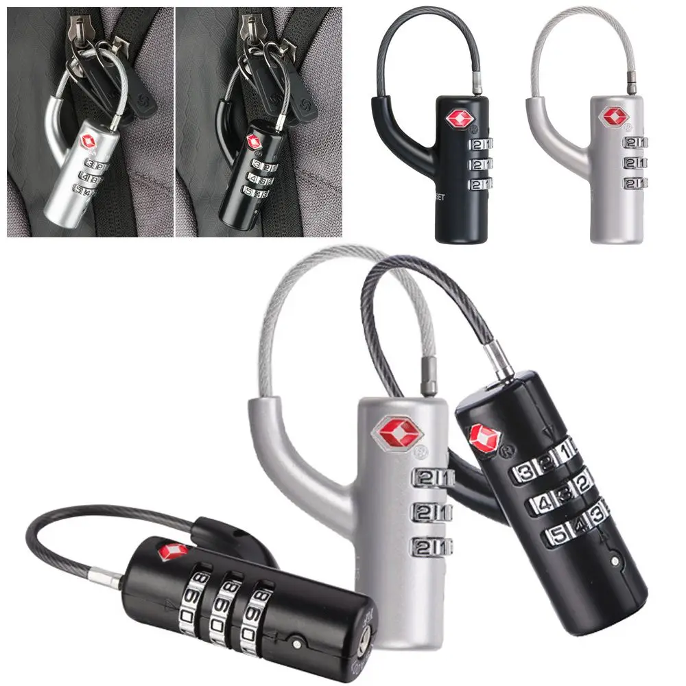Waterproof Cable Luggage Lock Portable TSA Customs Lock Customs Code Lock Padlock with Steel Cable Combination Lock