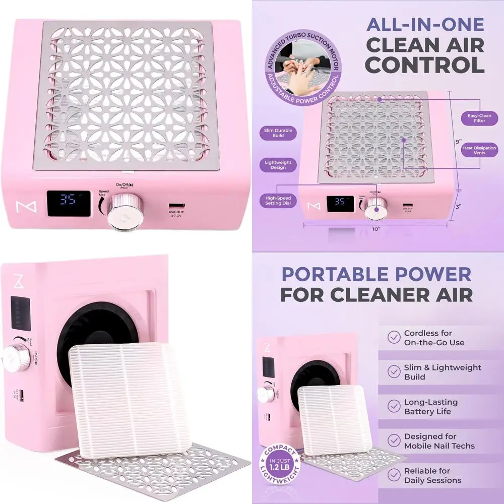 

Беспроводной перезаряжаемый пылесборник для ногтей с 45K RP, сверхтихий бесщеточный пылесос, многоразовый фильтр для профессионалов и дома S