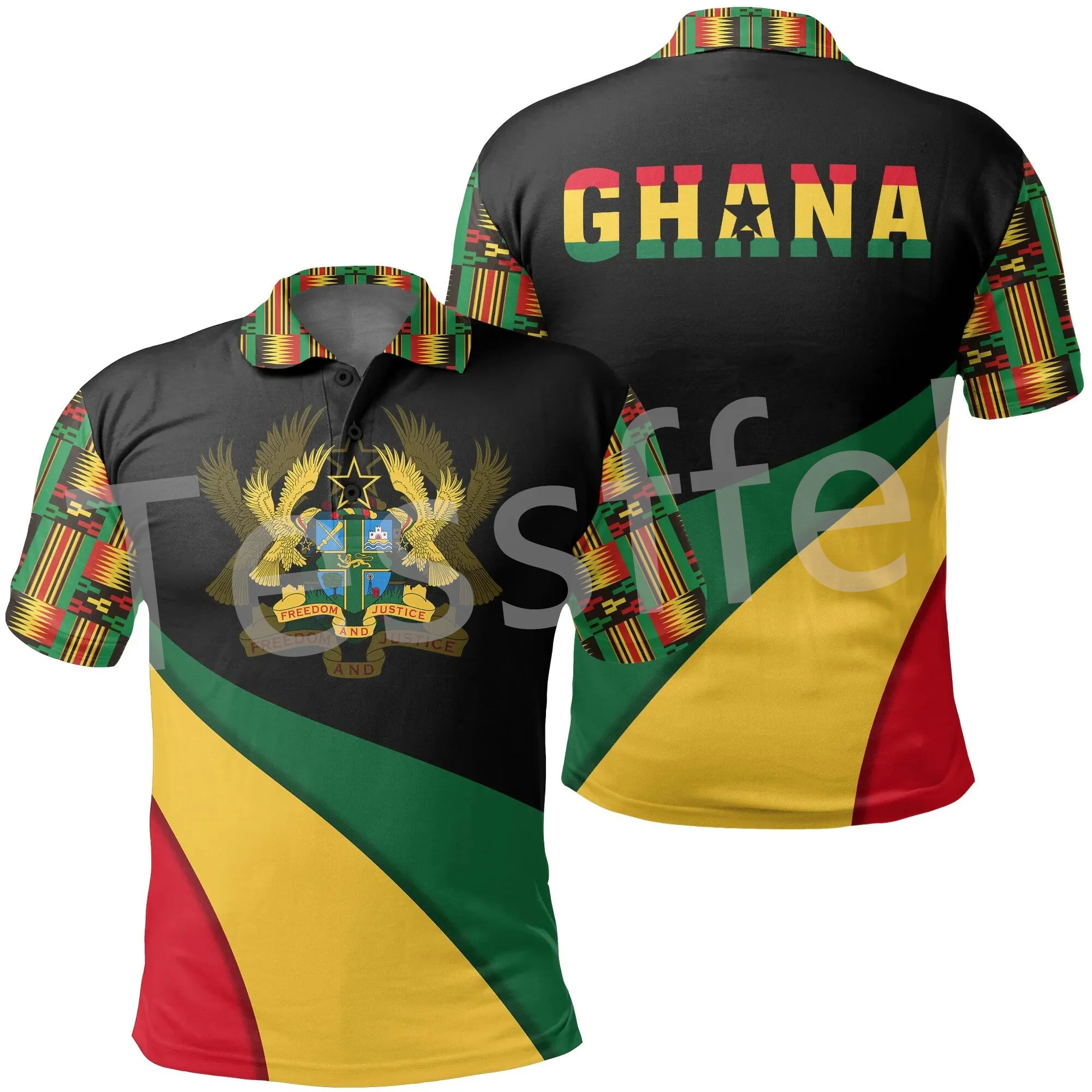 Tessffel Africa Country Ethiopia Tigray Flag Retro Native 3DPrint Summer Casual Polo Shirts Men/Women Short Sleeve Streetwear A1