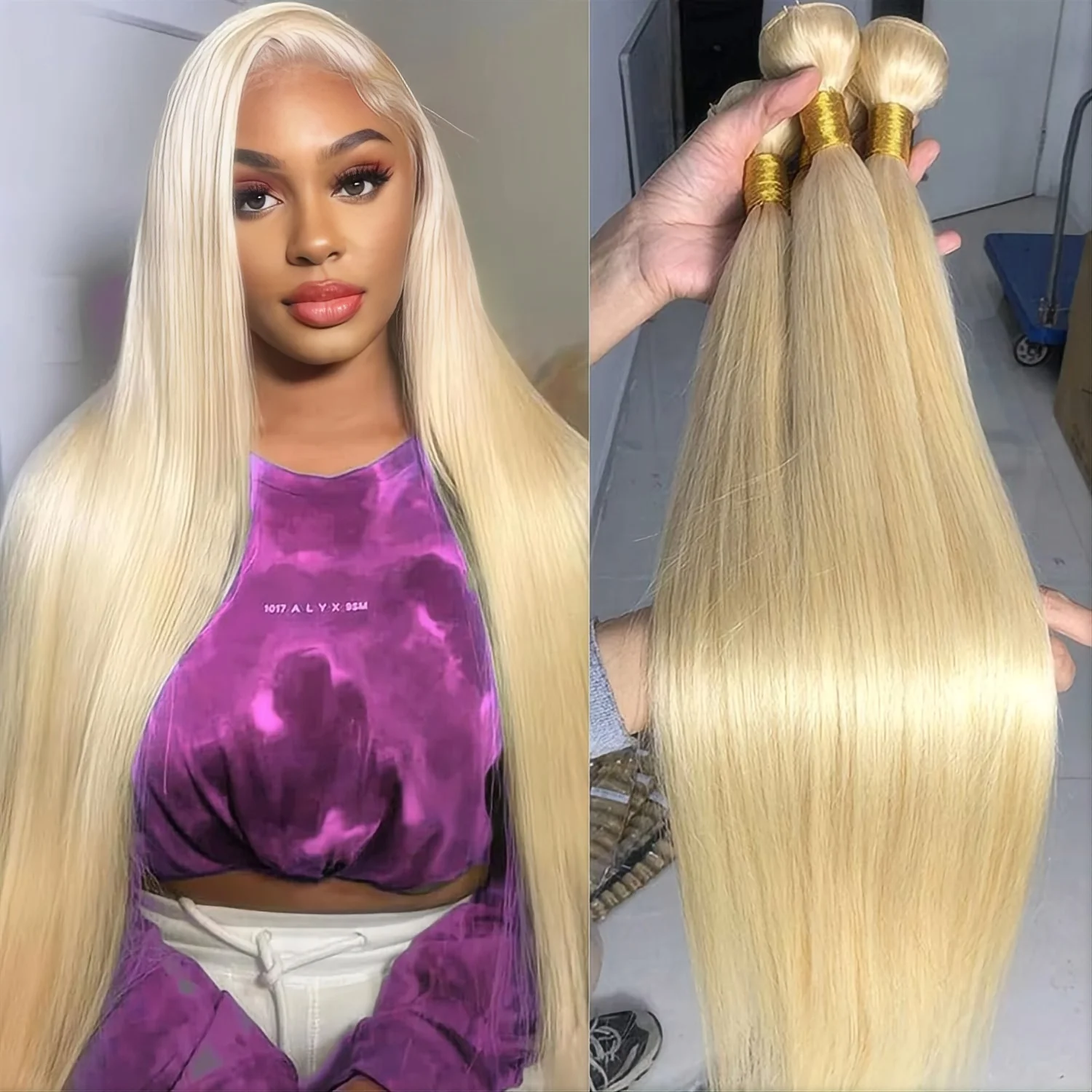 

613 Пучки светлых прямых волос Бразильские человеческие волосы Remy для наращивания Медовые блондинки Пучки 40 дюймов Прочные пучки с двойным утком