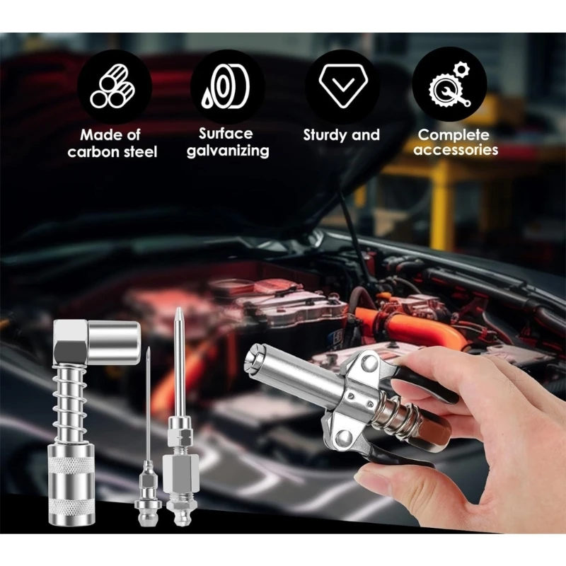 Lubrication Set Coupler Connector Angled Grease Needle Nozzles & Injectors Tool for Mechanical Use Efficient Lubrication GTWS