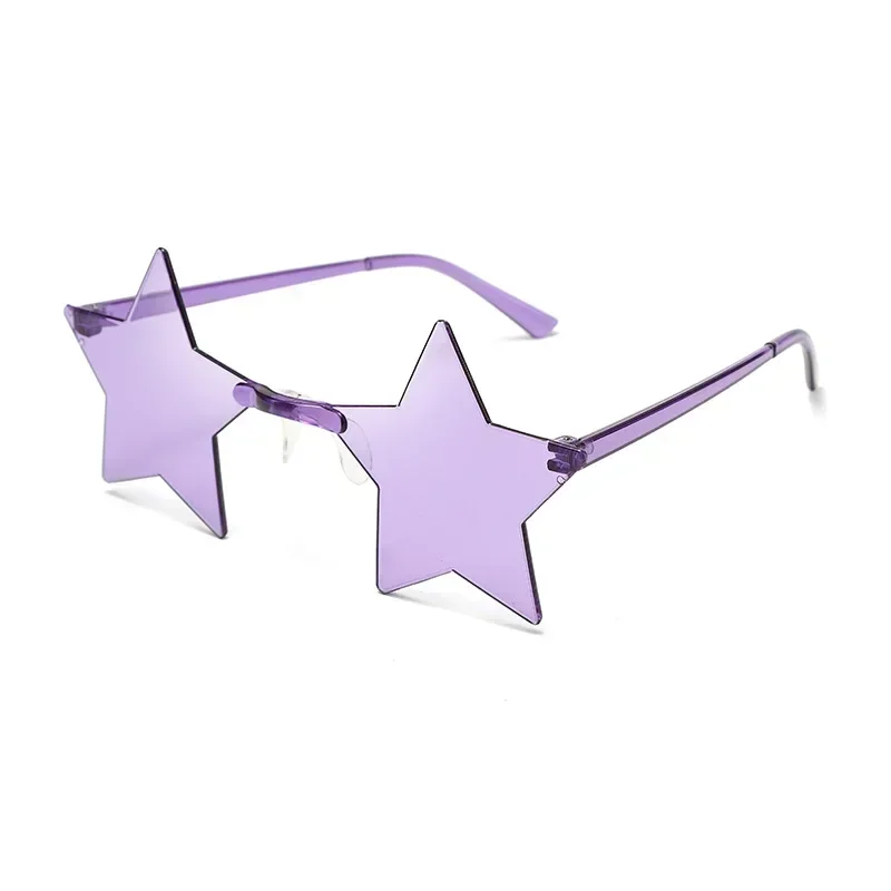 Star Shape Sun Glasses Light Funny Pentagram Candy One Piece Eyewear Multi Colors Decoration Party Rimless Sunglasses