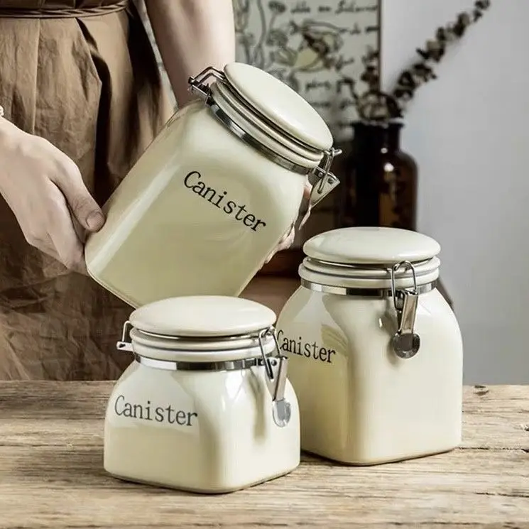 Stylish Ceramic Storage Jars – Airtight, Large Capacity for Snacks, Grains & Pantry – Elegant Kitchen & Home Organization