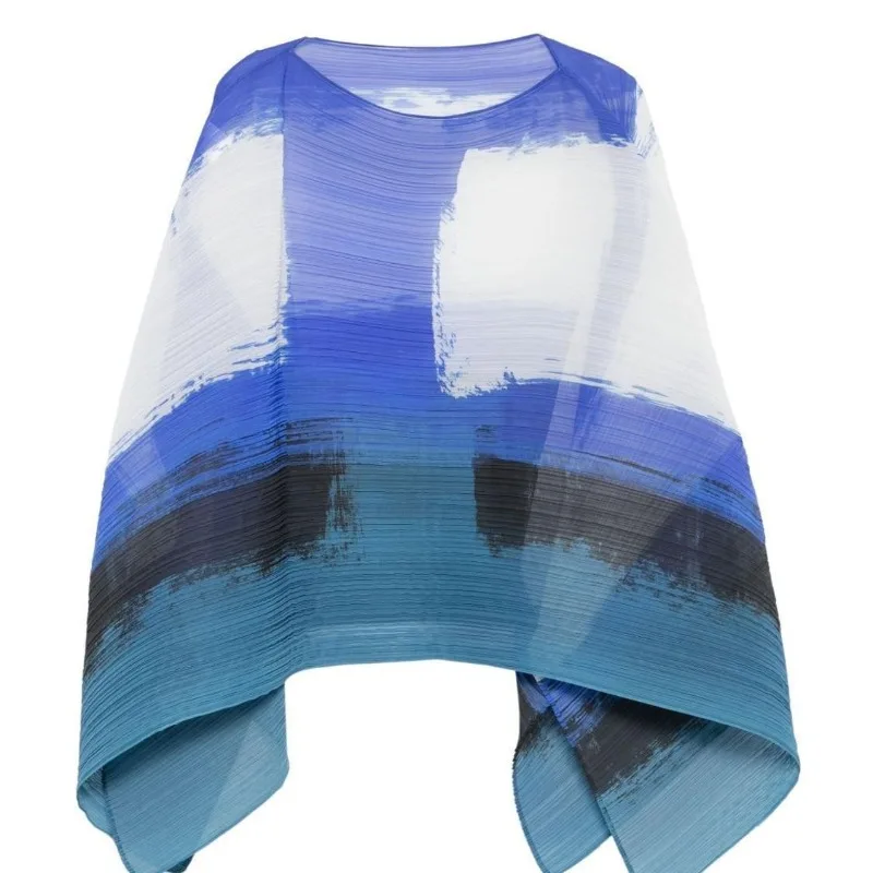 Japanese Pleated New Women Scarf  Fashion Designer Pullover Women's Medium-length Outwear Shawl Chiffon Shirt Wrinkle-Free