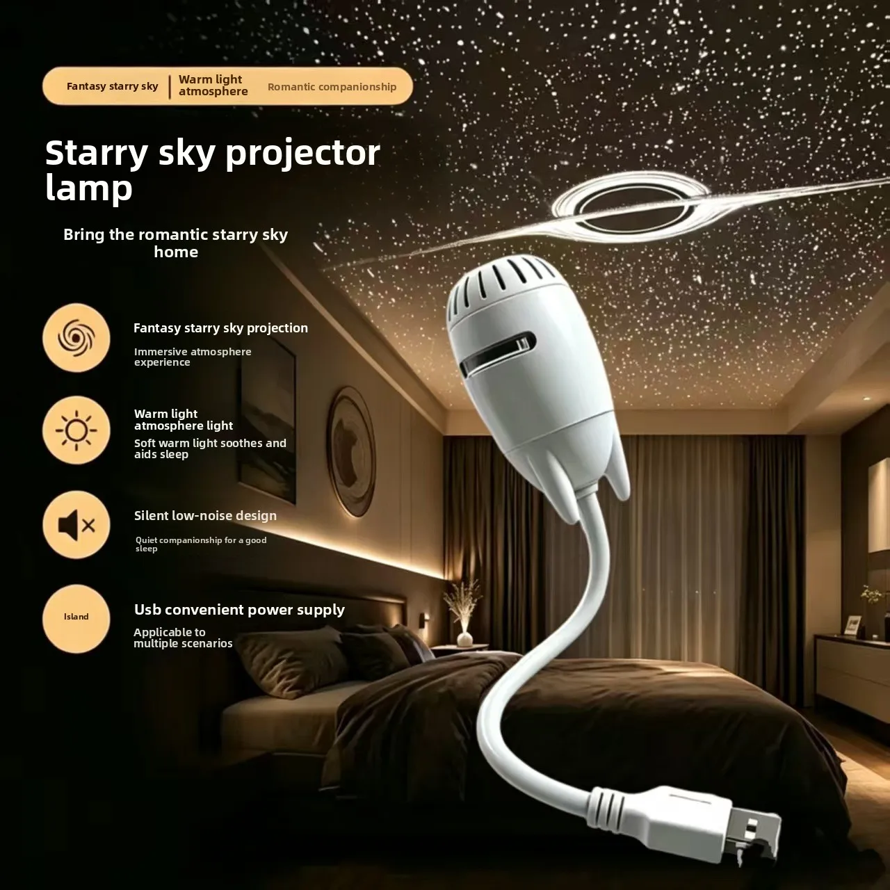 High-definition Adjustable Starry Sky Ceiling Night Light Ambient Light Car Modification Interior Decoration 5V Car Projection l