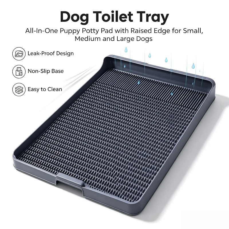 Integrated Flat Dog Potty Tray Anti-pee Step Design Washable Pet Toilet for Small Medium Large Dogs Indoor Training