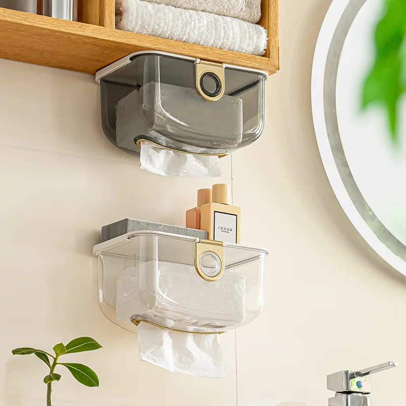 Wall-mounted tissue box for storing face towels, kitchen desktop paper drawer paper towel holders for kitchen  tissue holder