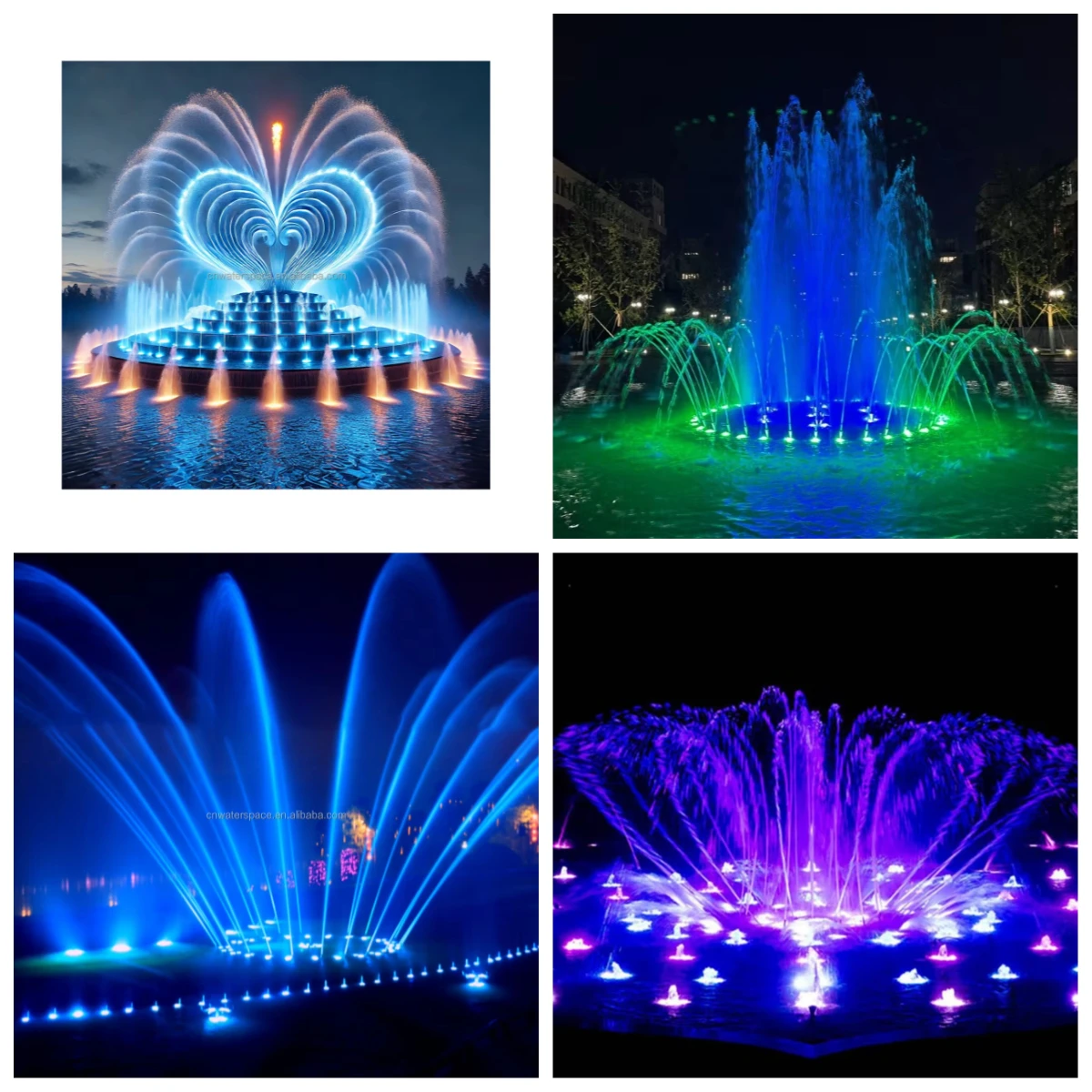 Outdoor Swimming Pool Fountain Decoration Colorful LED Light Round Shape Modern Stainless Steel Musical Dancing Water Fountains